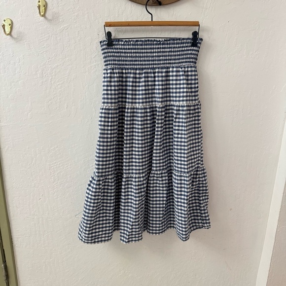 Universal Thread Blue White Tiered Gingham Check MIDI Maxi dress M - Picture 6 of 6
